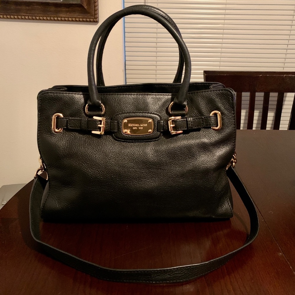 Michael Kors Black Leather Hamilton Bag